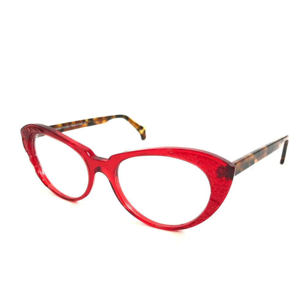 PLM Creation Eyeglasses Frames RE-BELLE VII Red Tortoise Cat Eye 532 54-19-145